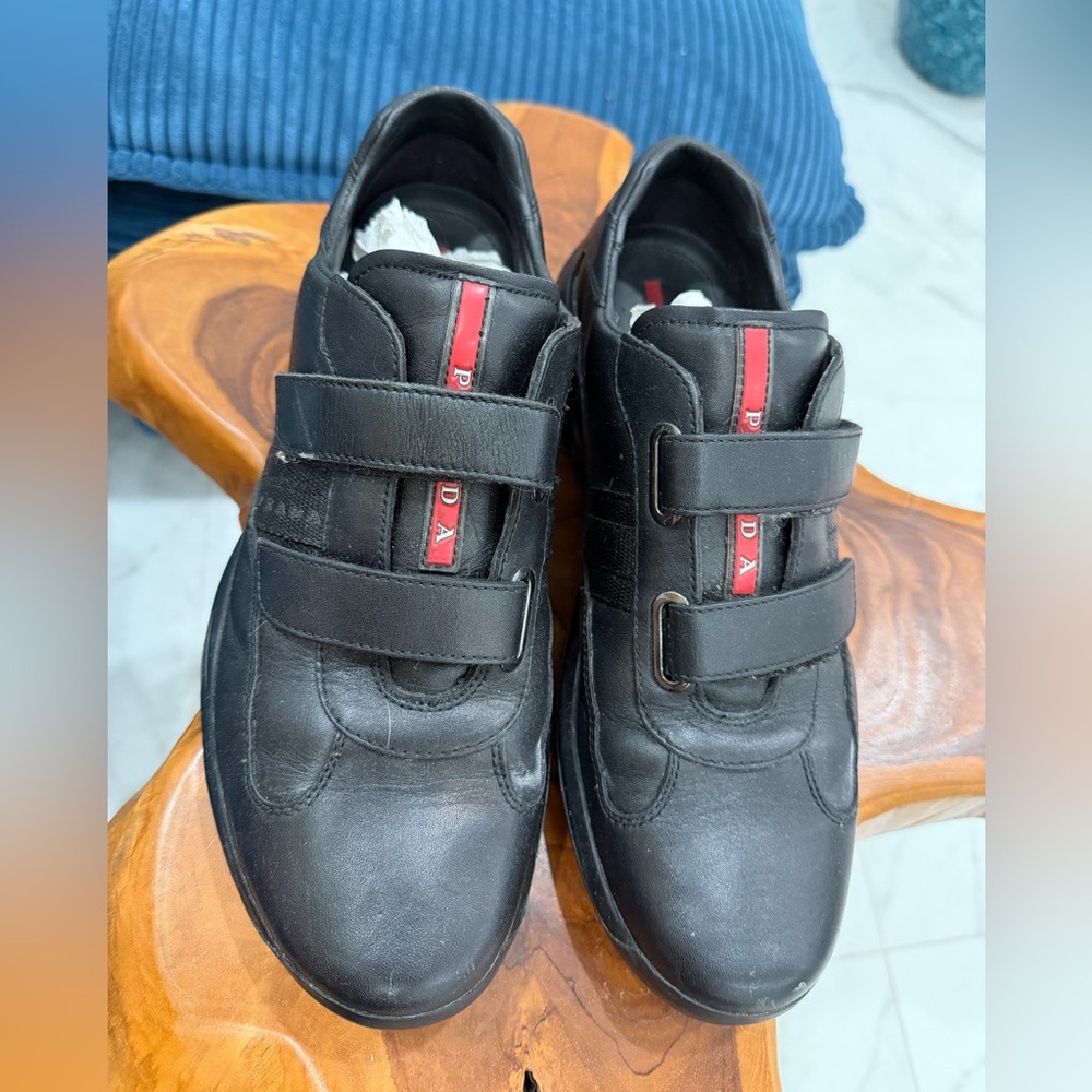 Prada Men's Black and Red Sneakers
